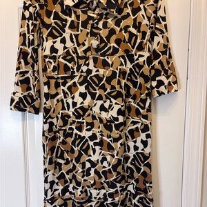 Diane Von Furstenberg Black and Brown Silk Dress